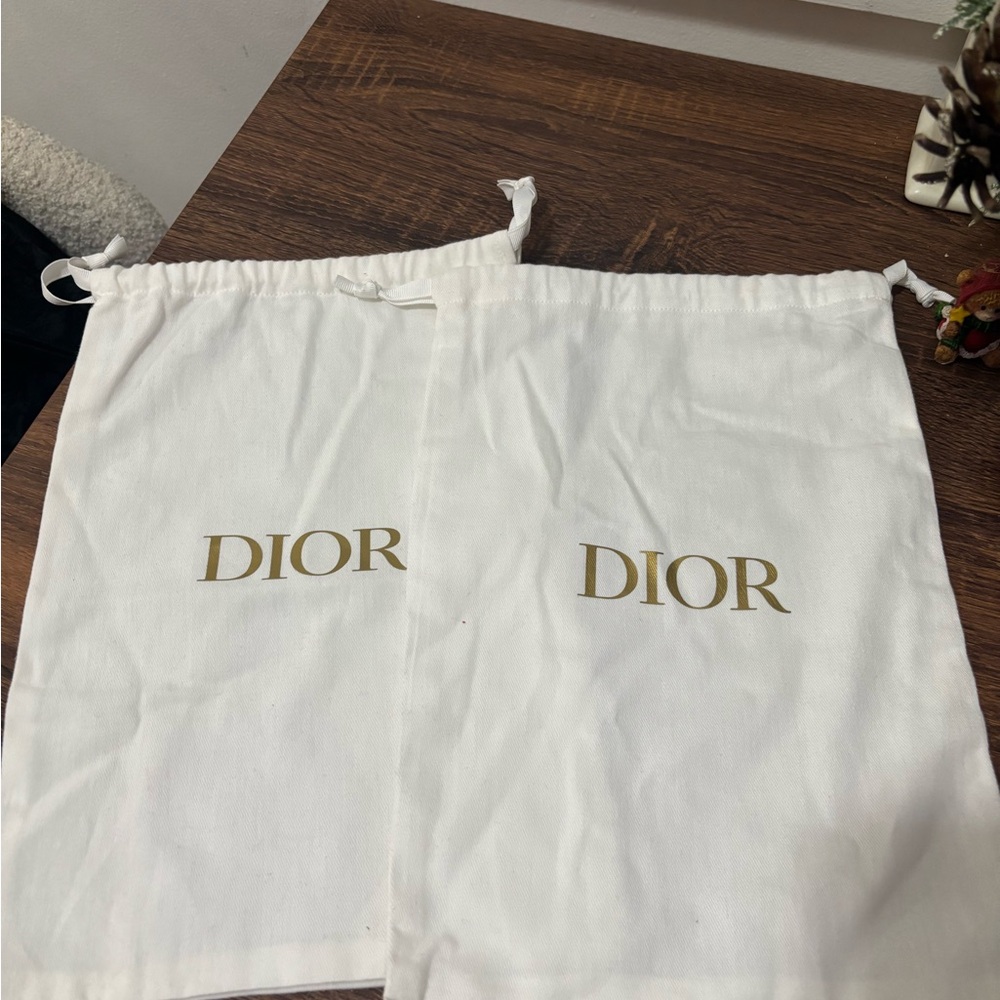 Dior White and Gold Dust Bags